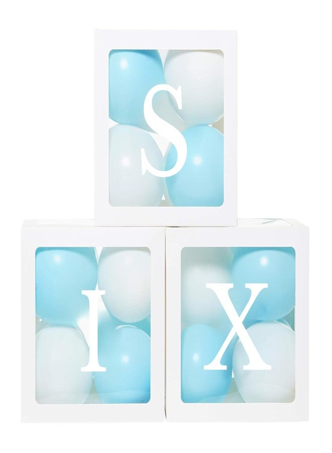 Festi Duck 'SIX' Balloon Box Set - Stylish Lettered Decor for sixth Birthday & sixth Aniversary Celebration (SIX Birthday Box) 28 pcs set (Blue & White) - Image 2